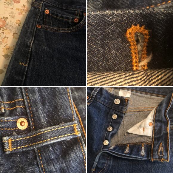 Vintage Y2k Levi's 501 501XX Blue Classic Straight Button Fly Denim Jeans 31x36 - Picture 12 of 13
